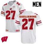Men's Wisconsin Badgers NCAA #27 Rafael Gaglianone White Authentic Under Armour Stitched College Football Jersey GZ31O18QQ
